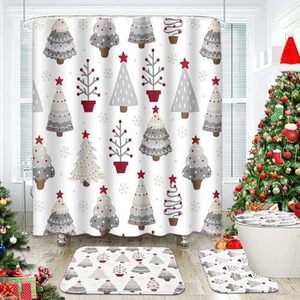 Gray Christmas Tree Polyester Shower <b>Curtain</b> <b>Bathroom</b> <b>Curtain</b> Digital Print Waterproof Custom Print Shower <b>Curtain</b> Set Wholesale - Product Image 1