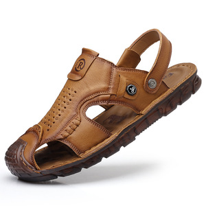 รองเท้าแตะชายหาดฤดูร้อนสำหรับผู้ชาย พื้นหนา ยางกันลื่น ระบายอากาศได้ดี ปิดนิ้วเท้า สวมใส่ได้สองแบบ รองเท้าลำลองสำหรับคุณพ่อ - Product Image 5