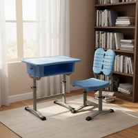 Ensemble table et chaise d'école moderne et personnalisable, bureau réglable avec panier de rangement, structure en acier, pour l'apprentissage des enfants