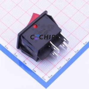 R4-210-C5L-BR-220V Rocker Switch Through hole Component (THT) Switch Concave Bend Solder Tab Red 16A - Product Image 2