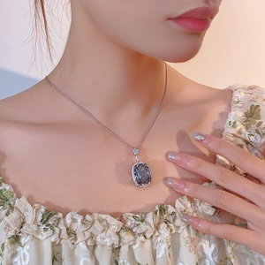 High Quality Eco-friendly Copper Women Jewelry 15*20mm Bird Nest Cut Black Grey <b>Statement</b> Pendant <b>Necklace</b> Chunky - Product Image 3