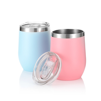 Gobelet à vin isotherme réutilisable en acier inoxydable à double paroi de 12 oz, personnalisé en usine, avec couvercle