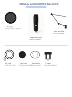 Kit Microphone à Condensateur F009 BM800 avec Carte Son Live, Bras Articulé, Filtre Anti-Pop et Connectivité Sans Fil pour Voix Réglable