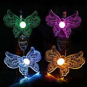 Décoration de bouteille de champagne en forme de papillon lumineux LED, sept couleurs clignotantes, accessoires de fête pour bar KTV, réutilisable - Product Image 1