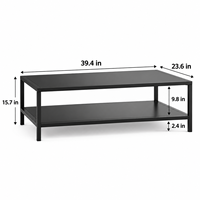 Table basse moderne en métal pour salon, table centrale rectangulaire en acier avec cadre fin, design minimaliste avec revêtement en poudre