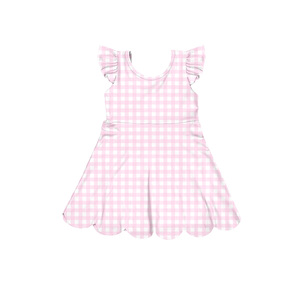 GSD3796 Venta al por mayor Nuevo conjunto de vestido de yoga estilo boutique para niñas, conjunto rosa a cuadros para niña - Product Image 1