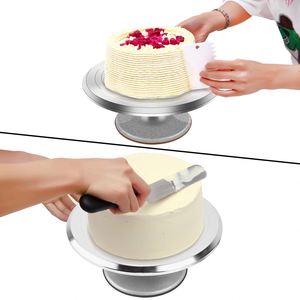 Plateau tournant personnalisé en alliage d'aluminium argenté de 12 pouces pour gâteaux, idéal pour les fêtes d'anniversaire (vente en gros) - Product Image 5