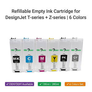 Cartouche d'encre vide rechargeable INK-POWER <span class=keywords><strong>72</strong></span> 70 727 728 730 738 745 pour <span class=keywords><strong>HP</strong></span> Designjet T830 T790 T1700 T950 T730 - Product Image 1