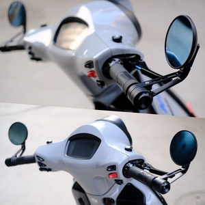 Rétroviseurs latéraux <span class=keywords><strong>de</strong></span> <span class=keywords><strong>guidon</strong></span> <span class=keywords><strong>de</strong></span> <span class=keywords><strong>moto</strong></span>, forme ronde, rétro, anti-éblouissement, convexe, <span class=keywords><strong>avec</strong></span> extrémité <span class=keywords><strong>de</strong></span> barre pour Vespa Sprint Primavera GTS - Product Image 2