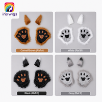 Ensemble d'oreilles et de queue de loup/renard pour costume d'Halloween, accessoire unisexe en peluche style dessin animé avec pince à cheveux pour fêtes cosplay