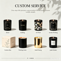 Pot en verre pour bougie parfumée, vide, premium, transparent, ambré, noir, 250ML, 100ML, 150ML, 500ML, avec logo personnalisé, emballage cadeau