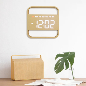 EMAF Light Sensing <strong>Clock</strong> Bamboo Products Wood Room Decoration Items Madera Duvar Saati Wooden Alarm <strong>Clock</strong> LED Digital Wall <strong>Clock</strong> - Product Image 3