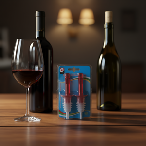 Mnj Bottle Stoppers Red Plastic 2Pcs For Wine Bottles - Product Image 2