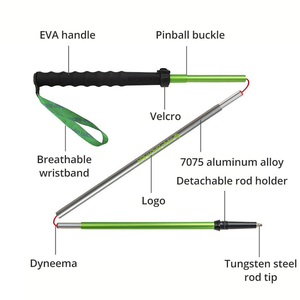 Bâtons <span class=keywords><strong>de</strong></span> randonnée personnalisés OEM en aluminium 7075, pliables, portables, réglables, bâtons <span class=keywords><strong>de</strong></span> <span class=keywords><strong>ski</strong></span>, bâtons <span class=keywords><strong>de</strong></span> marche nordique, bâtons d'escalade, 4 sections - Product Image 5