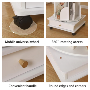 Libreria Girevole Moderna a 360 Gradi per Soggiorno in Legno Massello Semplici Mobili Contenitori e Scaffali in Legno - Product Image 6