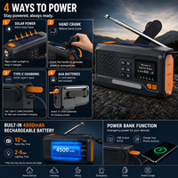 Tragbare 4500mAh Plastik-Powerbank mit Handkurbel, DAB+ Digitalradio, Notfall-SOS, LED-Taschenlampe, Solar-FM-BT-Lautsprecher