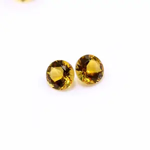wholesale natural citrine stone round shape in factory price for jewelry making