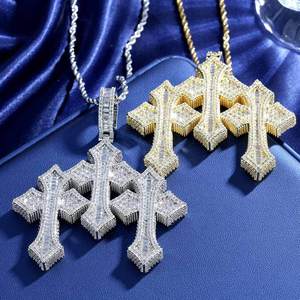 Colgantes de daga con diseño de flor de lis, con moissanita VVS, de Plata 925, estilo vintage, medallón de escudo real, con brillo, que pasan la prueba GRA, Fábrica B2B - Product Image 5