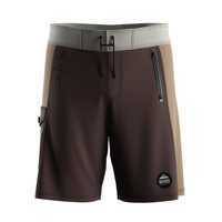 Shorts de plage d'été pour homme, marron expresso et kaki, avec cordon de serrage, séchage rapide, poches latérales zippées et fermeture à bouton.