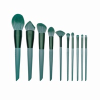 Ensemble de 10 pinceaux de maquillage professionnels vegan en poils synthétiques gris foncé de luxe avec manche en bois pour le visage et les yeux