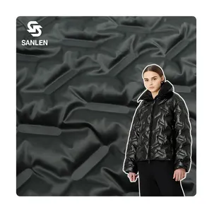 Fashion Down Proof Custom Padded Quilted Winter 3D Embossed Black Lining Outdoor 100% Polyester Quilt Fabric For Down Jacket