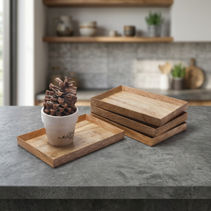 ถาดเสิร์ฟไม้มะม่วงธรรมชาติพร้อมด้ามจับโลหะ - Product Image 2