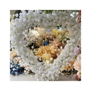 Hersteller künstliche Blumen Hochzeits bogen Herzform Blumen hintergrund Stand Hochzeit Blumen bogen