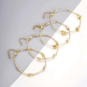 Bracelet pour enfants en chaîne de corde plaqué or <span class=keywords><strong>avec</strong></span> perles en relief, bijoux élégants et sûrs, cadeau pour filles - Product Image 5