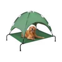 Grand lit de luxe de haute qualité pour chien Lit surélevé en bois massif pour animaux de compagnie avec baldaquin aspect lin Vente en gros Canapé-lit pour chien en polyester