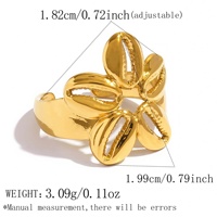 Bague ouverte en acier inoxydable en forme d'étoile de mer pour femme, couleur or, ajustable, pour l'index, bijoux 2026