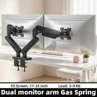 Bras double pour moniteur à ressort à gaz, directement de l'usine, 17-35 pouces, avec plaque VESA à dégagement rapide et charge maximale de 9 kg par écran, certifié CE