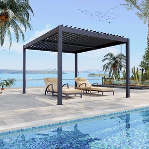 Gazebo 6x6 con Tenda Parasole Retrattile, Design Pergola 10x12, Telaio in Alluminio, Sistema Regolabile per Tutte le Condizioni Atmosferiche - Product Image 2