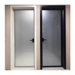 Augurare Design rustico <span class=keywords><strong>grigio</strong></span> vetro temperato con cornice in alluminio francese <span class=keywords><strong>porta</strong></span> a <span class=keywords><strong>battente</strong></span> anteriore in acciaio per interni - Product Image 6