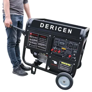 Dericen gerador elétrico de tensão dupla, 10kw portátil, gerador de iniciante elétrico para uso doméstico