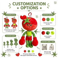Porte-clés en peluche personnalisé en forme de tomate, mignon dessin animé, ours en peluche, pendentif de sac, cadeau de vacances, décoration intérieure, OEM ODM, faible MOQ, polyester