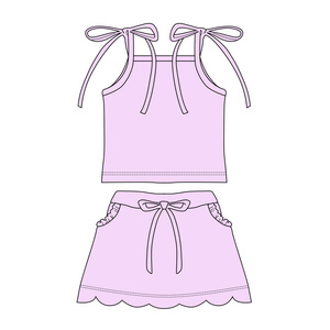 Conjunto de 2 Piezas para Niñas, Camisa Informal de Algodón Transpirable con Estampado de Primavera/Otoño, Falda con Borde Festoneado, Estilo Boutique Personalizado - Product Image 2