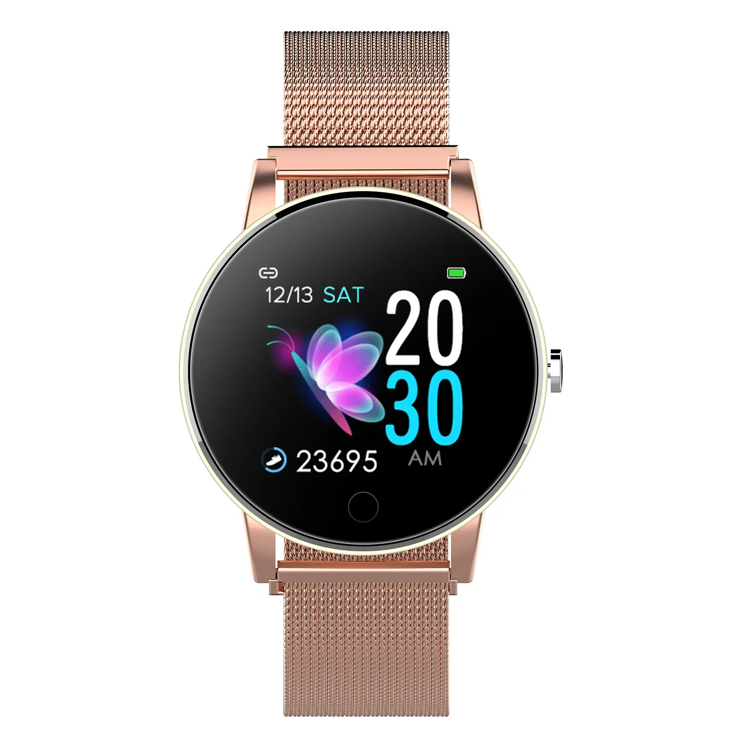 Fashional IP68 waterproof Heart rate monitor Message reminder Women Round Fit Bit Smart Watch For Android and IOS Phones