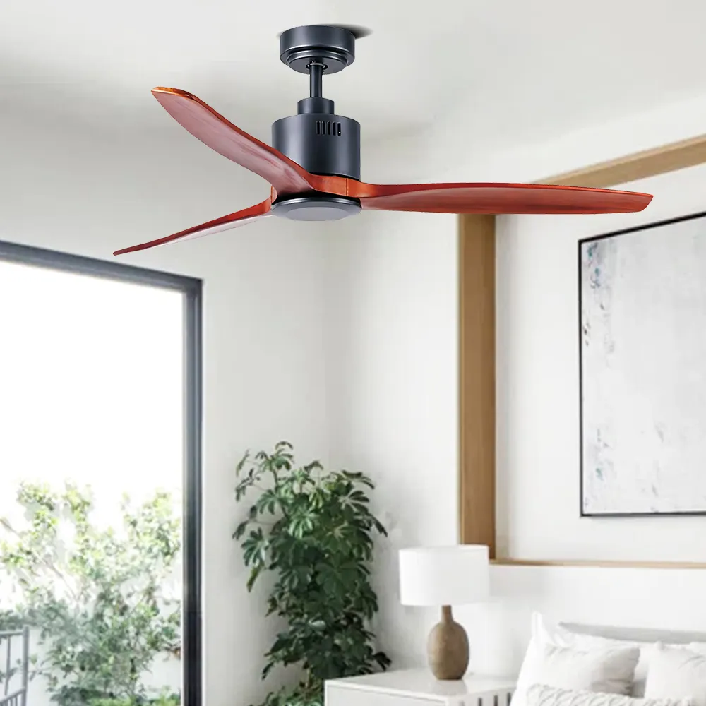 Stile europeo a basso rumore per soggiorno con motore a corrente continua ventilatore 52 pollici bambù porcellana ventilatore da soffitto con telecomando