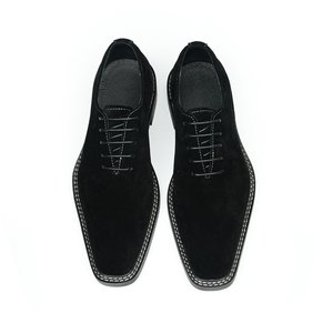 Zapatos formales de cuero de negocios para hombres 2025 nuevo modelo de cuero genuino con acabado de gamuza zapatos Oxford de punta cuadrada simples - Product Image 4