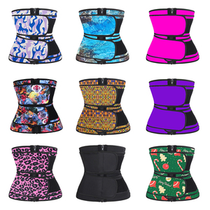 NANBIN Pink Leopard Double Straps Latex <strong>Waist</strong> <strong>Trainer</strong> <strong>Women</strong> Plus Size Tummy Tucker Body Shaper Fitness Girdle Corset - Product Image 4