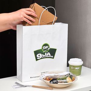Sacs à emporter personnalisés en gros, sacs en papier de haute qualité pour restaurants, hamburgers, pizzas, fast-food - Product Image 1