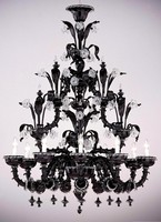 Lustre moderne en verre soufflé de Murano noir fantaisie, luminaire suspendu marocain, vente chaude, lampe à bougie en verre, éclairage de Murano en gros