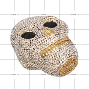 Bolso de mano de calavera 3D de Halloween para mujer, bolso de noche clásico de moda con diamantes de imitación con Metal de cristal para fiestas de cóctel - Product Image 5
