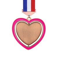 LY Trofeos al por mayor, medallas, placas, regalo para amantes, medalla en blanco con inserto de pegatina en forma de corazón para premios