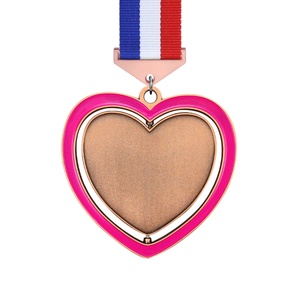 LY Trofeos al por mayor, medallas, placas, regalo para amantes, medalla en blanco con inserto de pegatina en forma de corazón para premios - Product Image 4