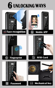 3D التعرف على الوجه تويا كاميرا واي فاي فيديو إنتركوم قفل رقمي مقاوم للماء رمز بصمة الإصبع قفل الباب - Product Image 2