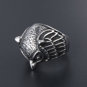 Bague hibou rétro en acier titane, design animal unisexe, à porter au quotidien SA510 - Product Image 4
