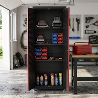 Système de rangement de garage en acier OEM/ODM/OBM, armoire à outils modulaire robuste pour atelier, 2 portes, étagères réglables, design avec panneau perforé