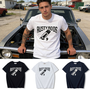 T-shirt d'été pour homme en coton doux imprimé, motif lettres vintage sur le thème <span class=keywords><strong>de</strong></span> la culture automobile et des pistons mécaniques modifiés, à manches courtes - Product Image 4