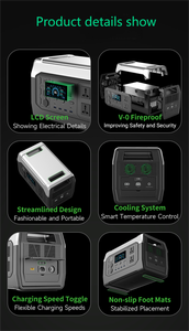 Điện thoại di động khẩn cấp năng lượng mặt trời Máy phát điện AC 100-120V/220V-240V pin lithium dự phòng DC 12V/24V cung cấp điện 1000wh để sử dụng nhà - Product Image 5